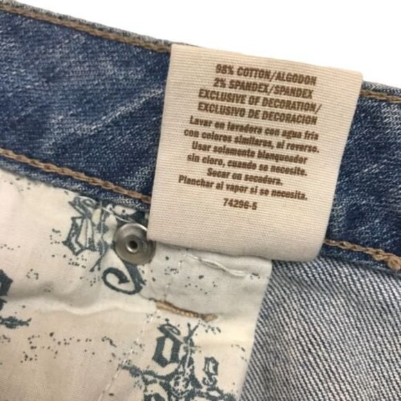 Decree Women Blue Denim 34x31 Bootcut Distressed Ripped Jeans Size 11 - Picture 11 of 12